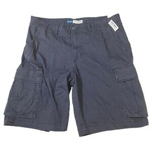 Old Navy Shorts Men's 40 Dark Blue Lived-In Straight Cargo Built-In Flex Casual